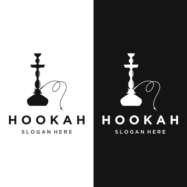 Narguilé vintage isolado shisha ou narguilé design de logotipo para clube bar café e loja