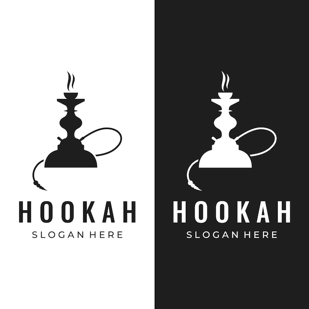 Narguilé vintage isolado shisha ou narguilé design de logotipo para clube bar café e loja