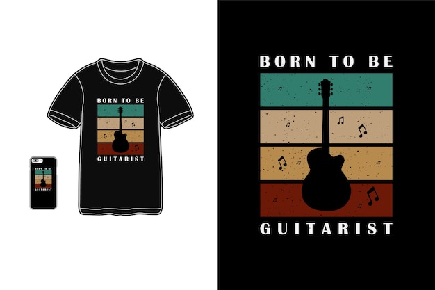 Vetor nasceu para ser guitarrista, tipografia de merchandising de camisetas