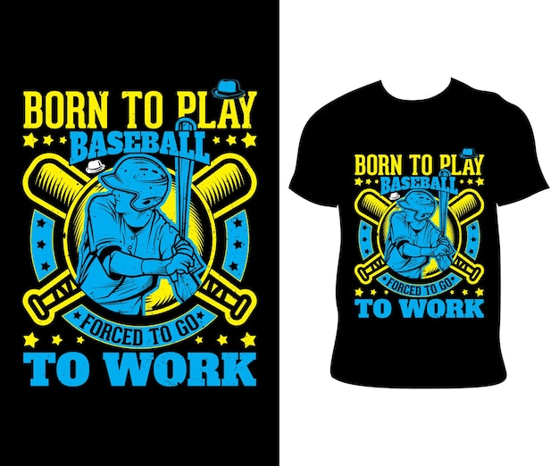 Nascido para jogar basebol design de camiseta moderna