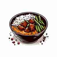 Vetor nasi rawon ilustração de comida indonésia vetor ai imagem gerada