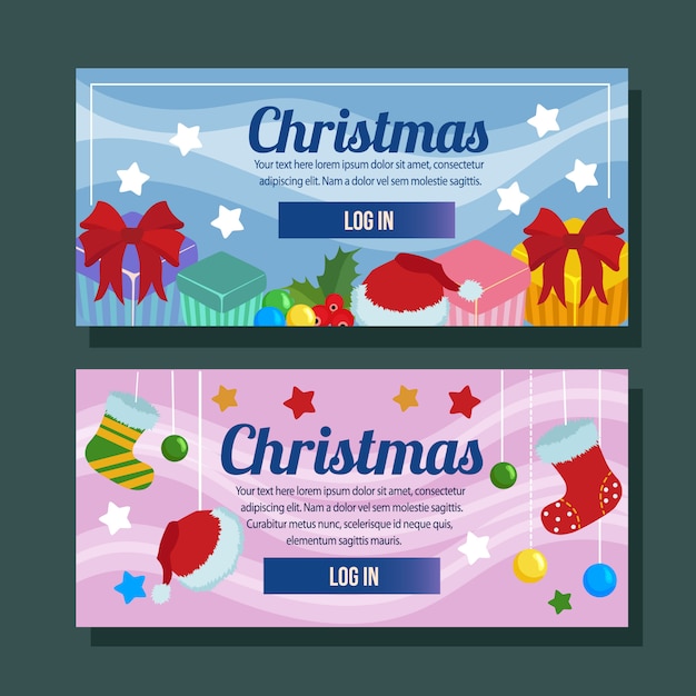 Natal banner modelo horizontal presente de feriado estilo simples