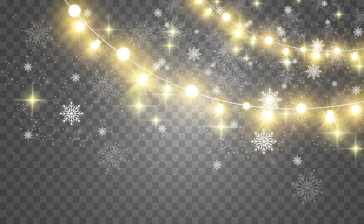 Natal brilhante, belas luzes, elementos de design. Luzes brilhantes para design de cartões de Natal. Guirlandas, decorações leves.