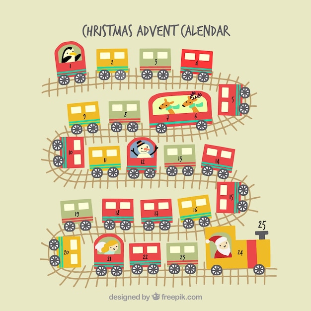 Natal calendário do advento de trem