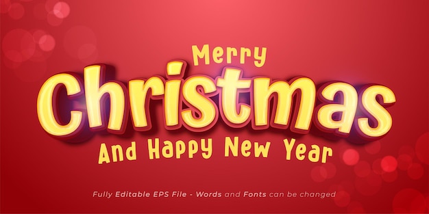 Natal de texto editável com efeito de estilo cômico em negrito