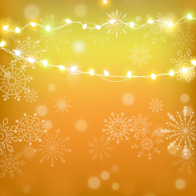 Natal e feliz ano novo fundo dourado com floco de neve e listra de luz de ano novo.