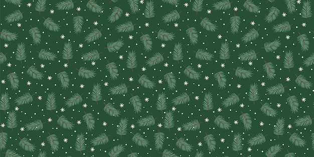 Natal e feliz ano novo sem costura padrão ramos de abeto flocos de neve neve símbolos de ano novo estilo retrô moderno design vetorial