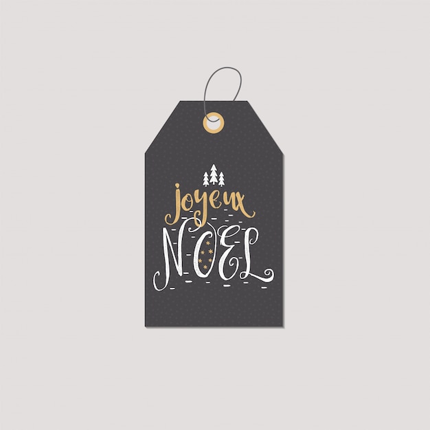 Natal em saudação francesa. tag ou rótulo de tipografia joyeux noel