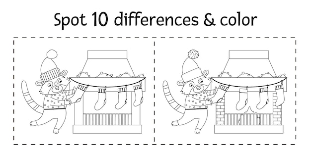 Natal encontrar diferenças jogo para crianças. atividade educacional de  inverno com urso engraçado com bolas coloridas em caixa. planilha para  impressão com personagem sorridente. quebra-cabeça de ano novo fofo para  crianças