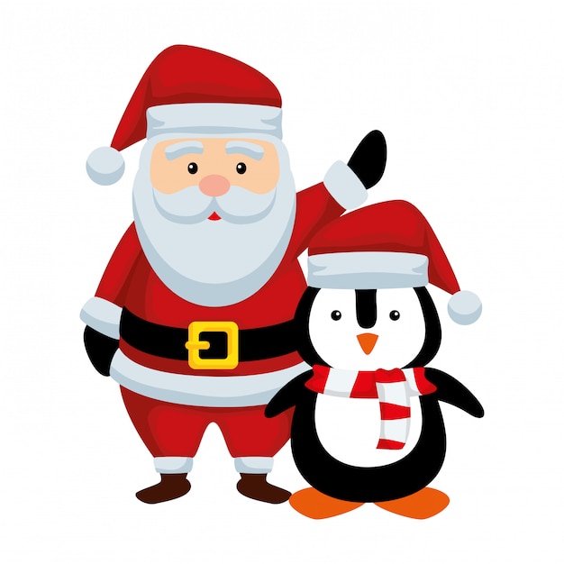 Natal fofo papai noel e pinguim