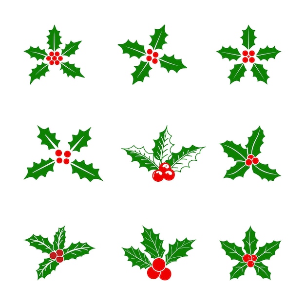 Natal Holly SVG Silhouette Ícone de bagas Holly Ilustração vetorial do símbolo de Natal