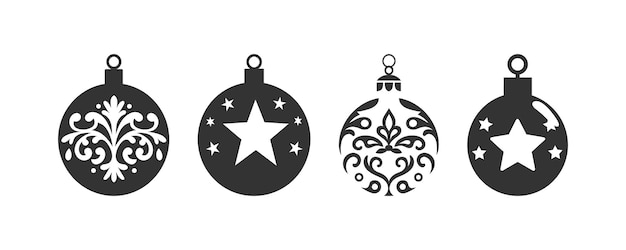 Natal ornamento preto e branco silhueta vetor ilustração design