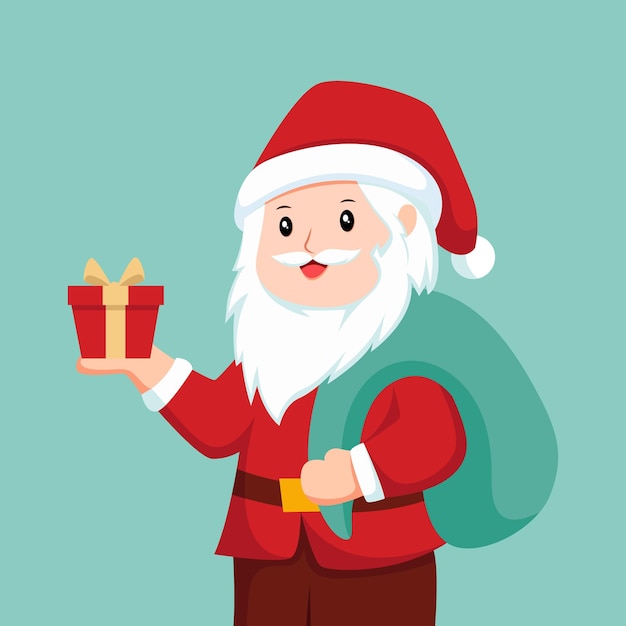 Natal papai noel com ilustração de design de personagem de presente