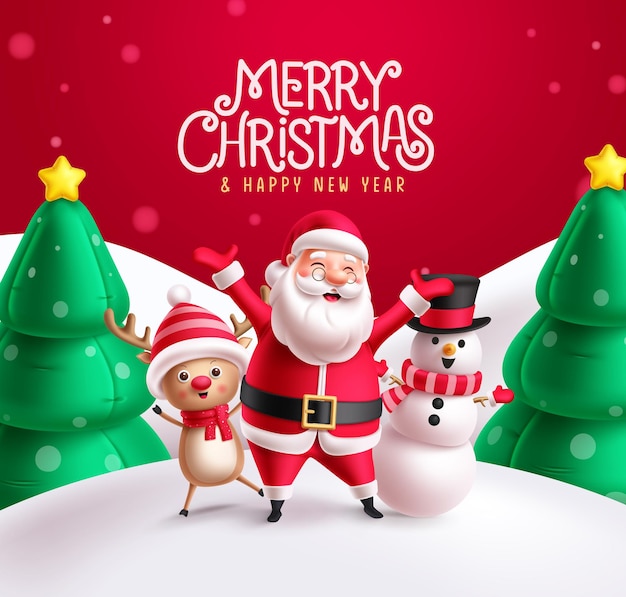 Natal Santa Claus saudação desenho vetorial Feliz Natal e feliz ano novo texto de saudação