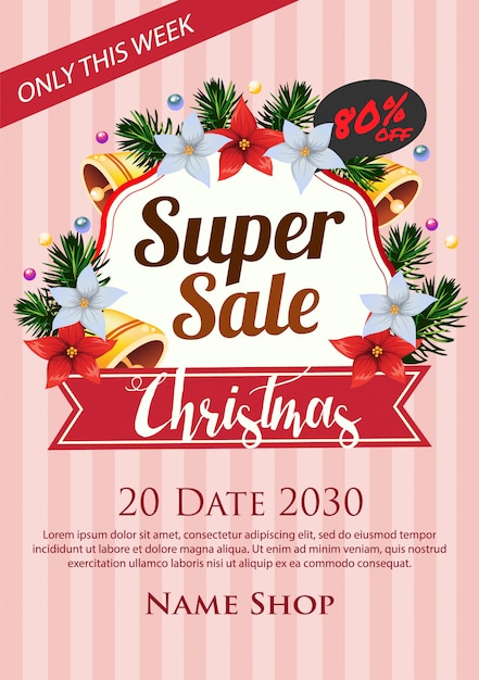 Natal super venda cartaz bell decoração e poinsétia