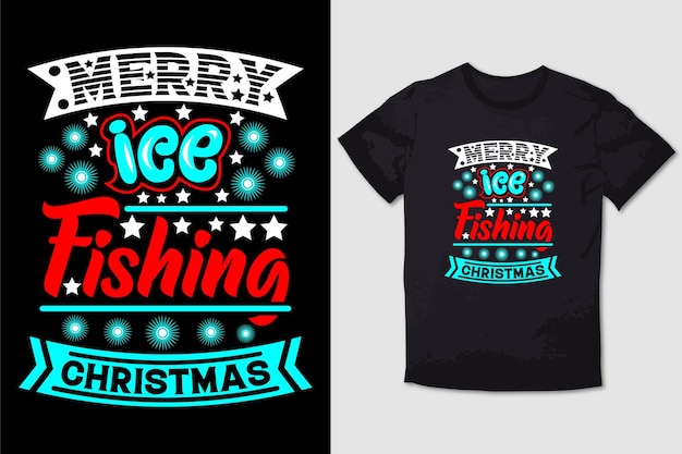 Natal tshirt design feliz ice fishing christmas