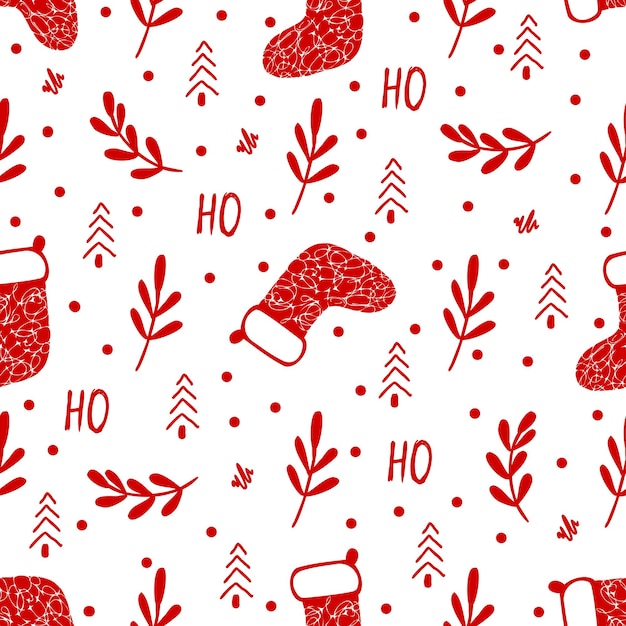 Natal vermelho sem costura padrão moderno com símbolos de natal adequado para papel de embrulho.