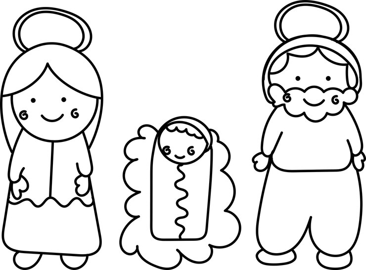 Vetor natividade de belen religião ilustração de desenho à mão