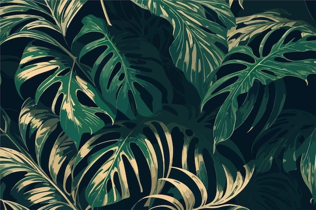 Natureinspired monstera leaf vector art plano 2d padrão sem costura