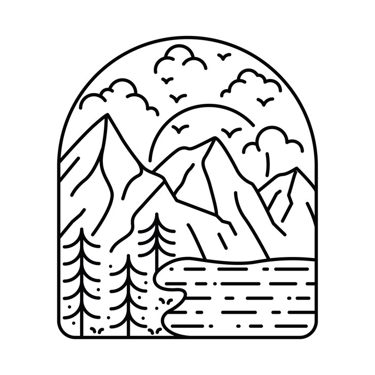Vetor natureza camping caminhadas aventura linha ilustração
