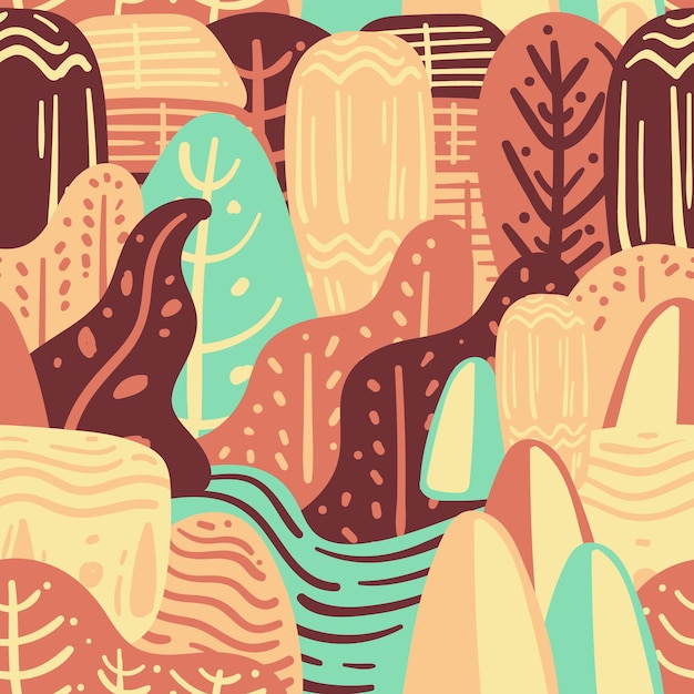 Natureza colorida doodle seamless pattern