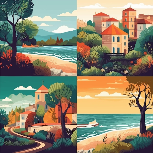 Natureza da paisagem e ilustração de viagens