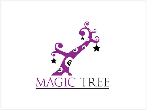 Natureza de halloween de árvore mágica com design de logotipo de mágico de conto de fadas de mistério de fantasia