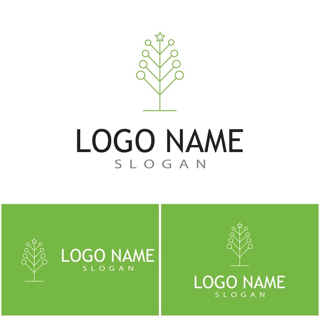 Natureza de símbolo de vetor de modelo de logotipo de linha de árvore