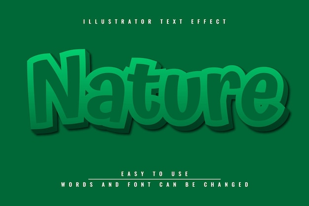 Vetor natureza - efeito de texto editável do ilustrador