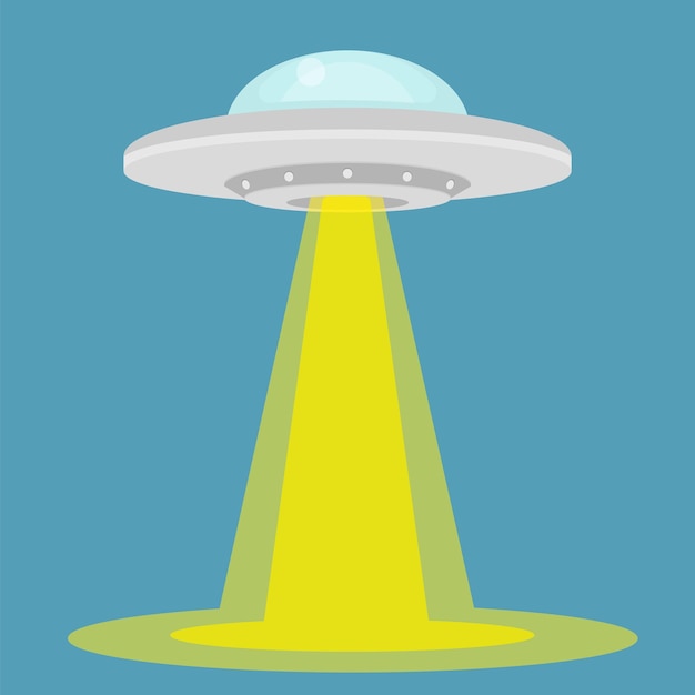 Nave alienígena ufo com luzes isoladas em ilustração vetorial de fundo