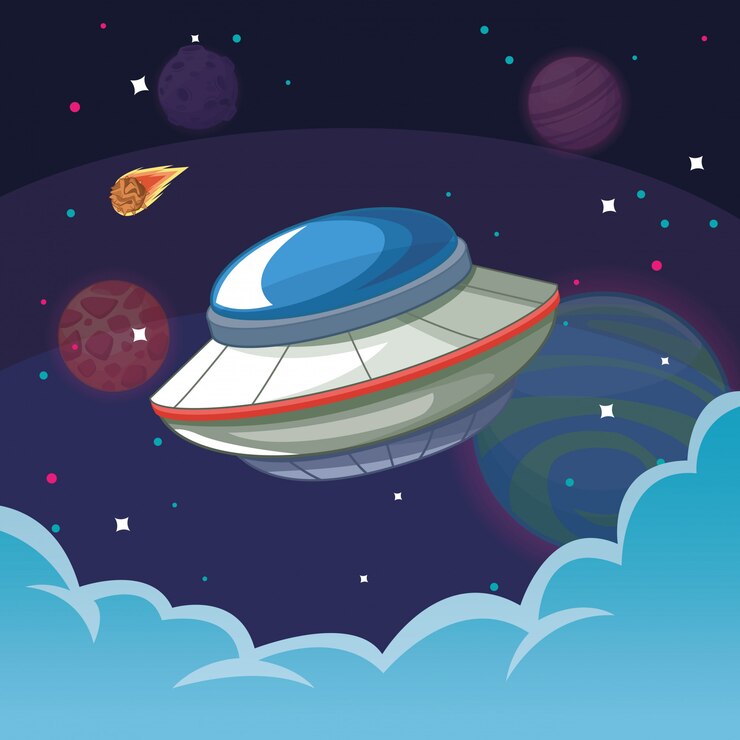 Vetor nave alienígena ufo na galáxia