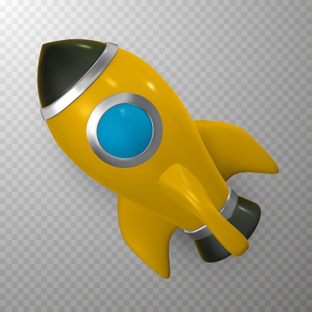 Nave espacial do foguete 3D render e desenhar por malha. Foguete digital moderno realista. Ilustração vetorial