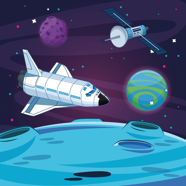 Nave espacial na galáxia milkyway