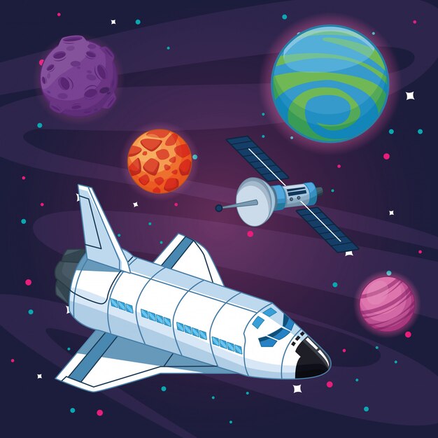 Nave espacial na galáxia milkyway