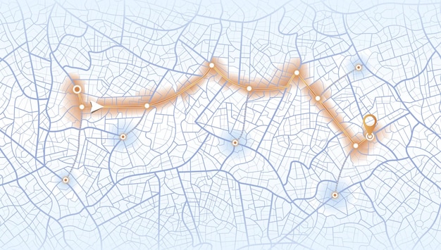 Vetor navegação de mapa gps para a casa própria vista superior da cidade vista de cima do mapa edifícios visão detalhada de