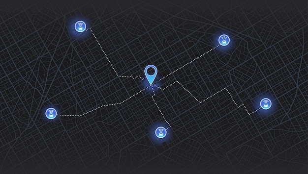 Vetor navegação de mapa gps para a própria casa com marca de localização de aplicativo de smartphone e sinal de passageiro de automóvel