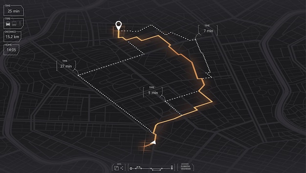 Navegação no mapa gps. vista de cima dos edifícios do mapa. localização do carro de rastreamento. fundo abstrato.