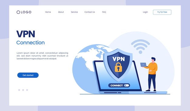Navegador de sistema de tecnologia vpn desbloquear vetor de ilustração plana de conexão de internet do site