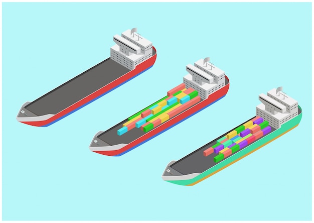 Navio de carga comercial isométrico