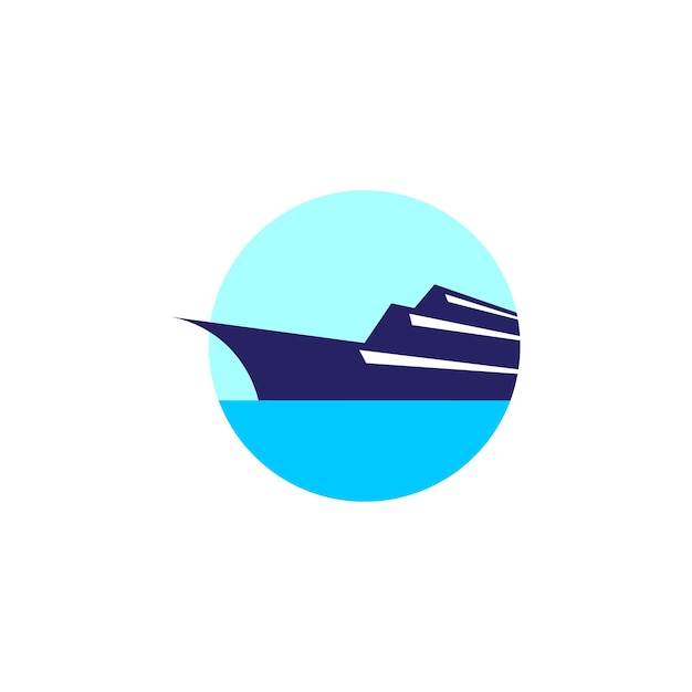 Navio de cruzeiro com símbolo abstrato do logotipo da água do mar ícone vector design gráfico ilustração ideia