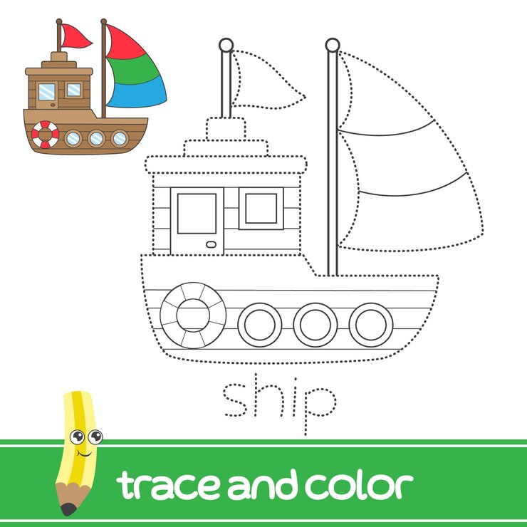 Vetor navio de rastreamento e cor