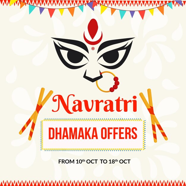 Vetor navratri dhamaka oferece modelo de design de banner