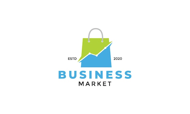Negócio de design de logotipo de carrinho de análise de mercado de sacola de compras