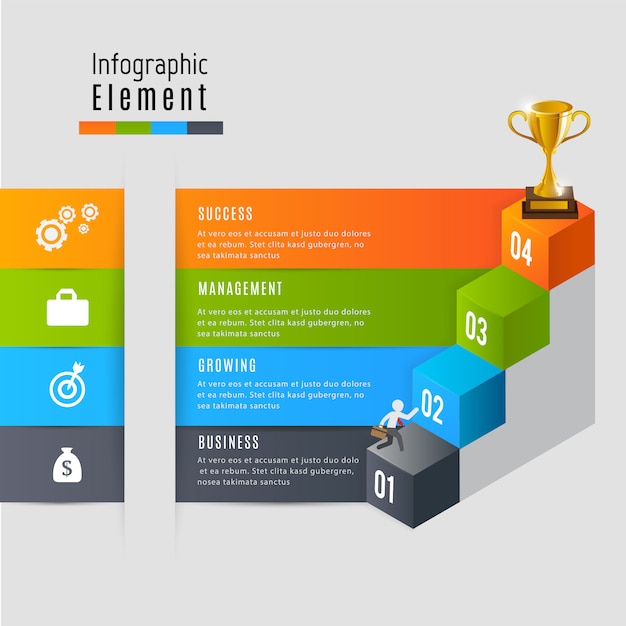 Negócio de etapa para infográfico de recompensa de sucesso