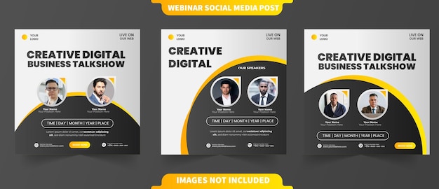 Negócio de marketing digital de webinar on-line para postagem em mídia social com modelo de foto editável
