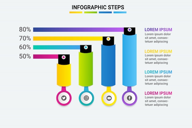 Vetor negócio de passo infográfico moderno