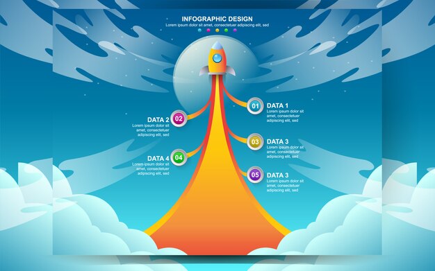 Negócios arranque design de modelo de infográfico. vector o conceito da ilustração da web infographic do projeto com etapa da opção de 5 números.