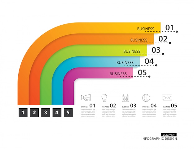 Negócios de infográficos de cronograma de estrada com 5 modelo de caminho