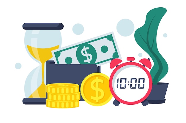Vetor negócios e gestão tempo é dinheiro economize tempo e dinheiro modelo da web planejamento financeiro