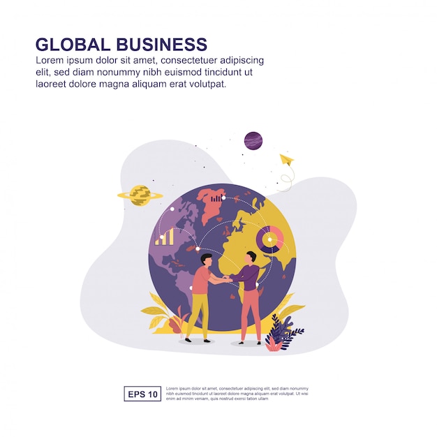 Vetor negócios globais conceito vector ilustração design plano para apresentação.